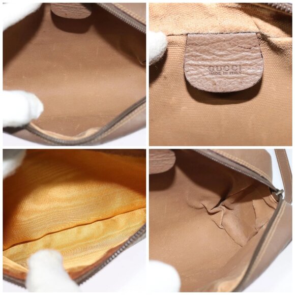 GUCCI GG Supreme Web Sherry Line Bag PVC Beige Gold 001 44 6655 Auth 131721 - Picture 14 of 15